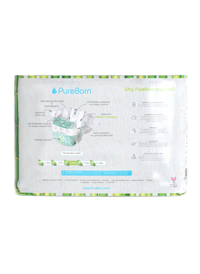PureBorn Organic Baby Tape Style Diapers Size-3 5.5 -8 kg Daisy Print  - Image 2