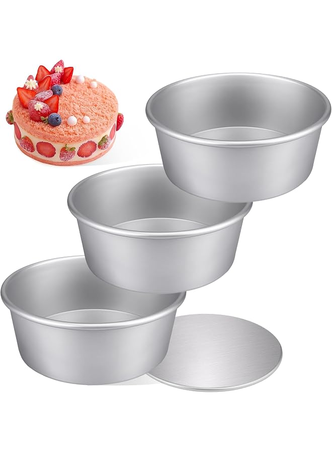 S-TOP 4 Inch Mini Round Cake Pans Set of 3, Non-Stick Leakproof Cheesecake Pan with Removable Bottom, Anodized Aluminum Small Baking Pan for Even Baking Chiffon, Quiche, and Smash Cakes - Image 1