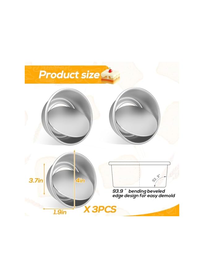 S-TOP 4 Inch Mini Round Cake Pans Set of 3, Non-Stick Leakproof Cheesecake Pan with Removable Bottom, Anodized Aluminum Small Baking Pan for Even Baking Chiffon, Quiche, and Smash Cakes - Image 5