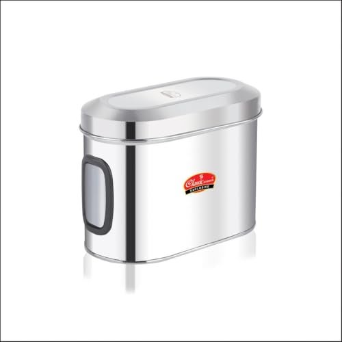 Classic Steels Oval Stainless Steel Kitchen Storage Canisters with Transparent Window (1500 ml) | Airtight Food Containers for Pantry Organization | Mirror Finish, Rust-Proof, Dishwasher Safe - Image 1