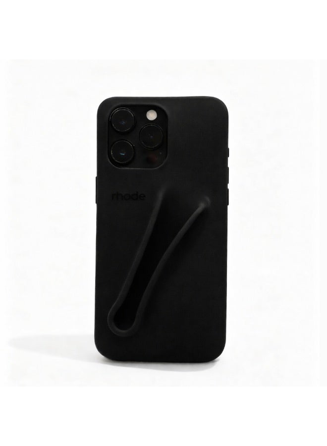 rhode Silicone Lip Holder for iPhone, Lip Gloss Adhesive Sleeve for iPhone, Lip Holder Stick-on Phone Case - Black - Image 1