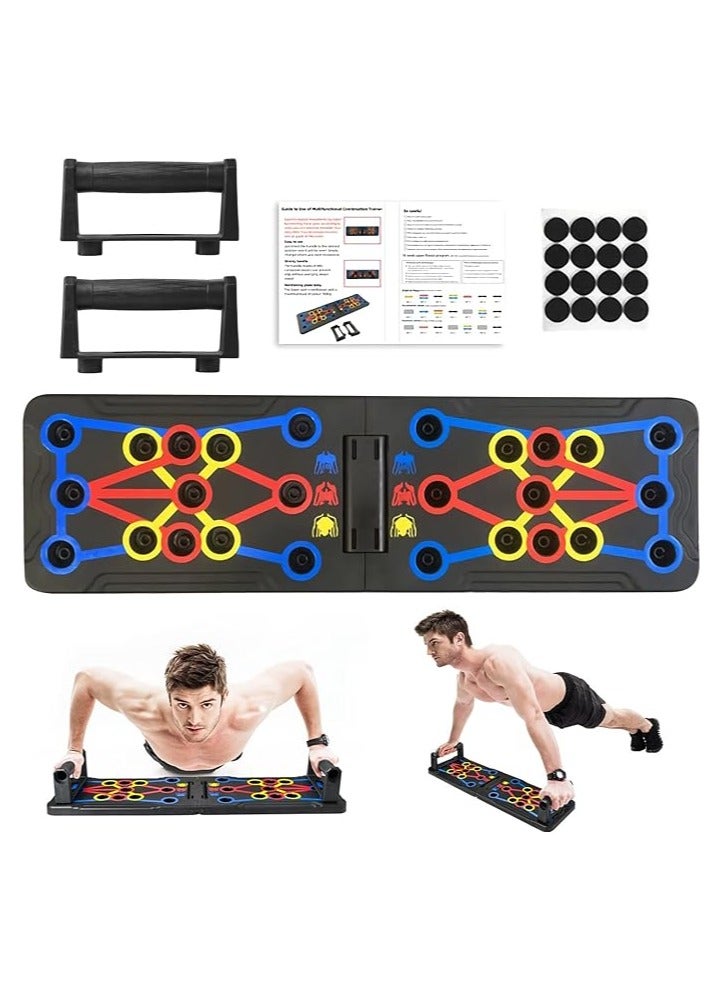 عام لوحة تمرين الضغط القابلة للطي، لوحة لياقة متعددة الاستخدامات للتدريب الكامل للجسم وتمارين الضغط الفعالة. تستهدف العضلات في الذراعين والصدر والكتفين، وكذلك العضلات الخلفية والعضلات ثلاثية الرؤوس - Image 1