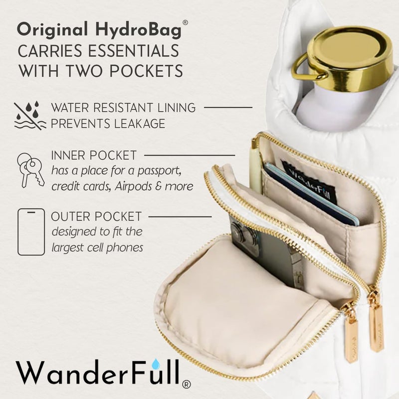 WanderFullÂ® Original HydroBagÂ®, Fits Up to 32 oz Water Bottle Holder with Strap, Gift for Women, Hands-Free Crossbody, Water Bottle Carrier Bag with Phone Pocket - Coral Print - Image 5