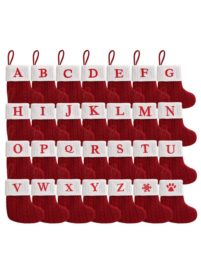 HI-FINE Christmas Stockings with Initials,Mini Red Knit Stocking,6 * 7in Initial Monogram Embroidered Christmas Stocking,Family Fireplace Hanging Ornament Xmas Holiday Decor Gift-Letter D - Image 2