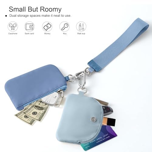 Babysun Mini Zip Around Dual Pouch Wristlet With 2 Straps Wristlet Keychain Wallet for Women Coin Purse Small Cute for Teen Girl - Image 3