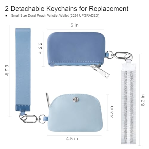 Babysun Mini Zip Around Dual Pouch Wristlet With 2 Straps Wristlet Keychain Wallet for Women Coin Purse Small Cute for Teen Girl - Image 2