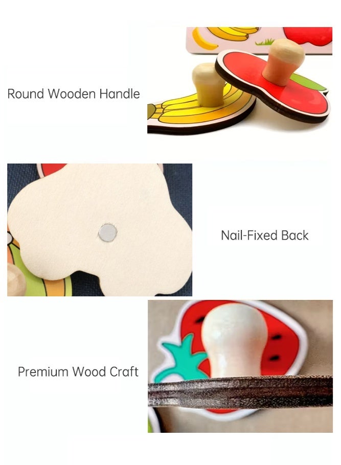 شبيلي مجموعة ألواح الأحجية الخشبية بمقابض على نمط مونتيسوري للتعلم المبكر مصنوعة من خشب آمن مع أنماط ملونة للأطفال الأولاد والبنات لتنمية المهارات المعرفية للعب الداخلي كهديه عيد ميلاد تعليمية للتعرف على الأشكال والتنسيق بين اليد والعين - Image 4