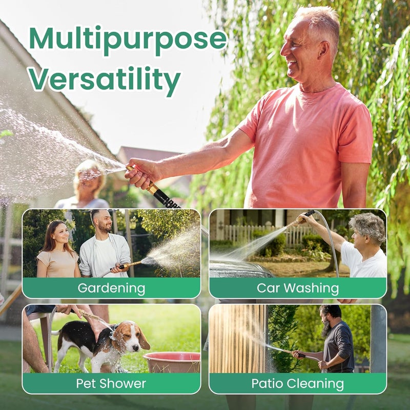 Cesun Ultra-Sturdy 25ft Metal Garden Hose - 304 Stainless Steel, Flexible & Kink-Free, UV Resistant, All-Weather, Includes High-Pressure Brass Nozzle - Ideal for Home & Outdoor Use - Image 5