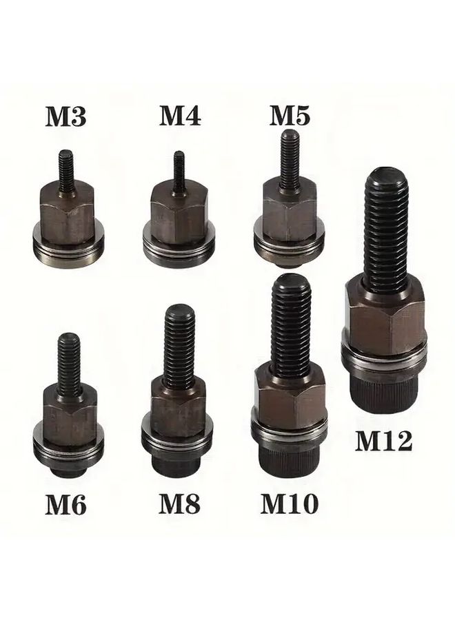 طقم أدوات التثبيت بالبرشام 3 في 1 من الفولاذ الكربوني مع 30 قطعة برشام و3 رؤوس M3 M12 - Image 2