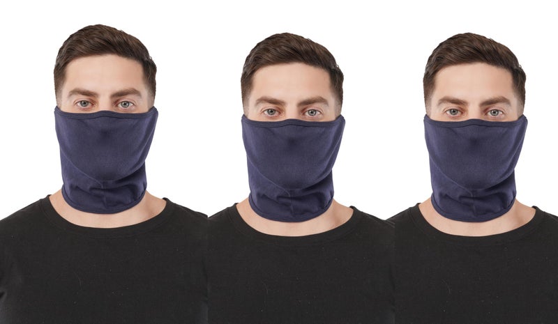 PrimeBox Biker Face Mask for Men Women Helmet Balaclava Cotton Bike Riding Face Mask Pack of 3 Half Ninja Rider Mask (NavyBlue 3pcs) - Image 1