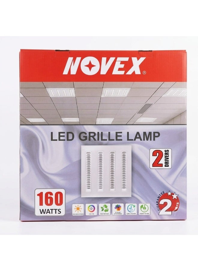 نوفيكس لوحة إضاءة شبكية LED من NOVEX بقدرة 160 واط، مقاس 60 × 60 سم | سطوع 19,262 لومن | ضوء أبيض بارد 8000 كلفن | مزودة بمشغل مزدوج (Dual Driver) | مصباح سقفي تجاري موفر للطاقة | هيكل من الألومنيوم | مثالية لإضاءة المكاتب والمدارس ومحلات السوبرماركت | جهد تشغيل 220–240 فولت - Image 3