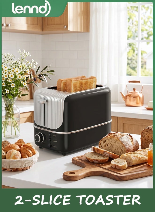 2 Slice Toaster 750W Fast Heating Bread Toaster With 7 Browning Levels Wide Slots Auto Pop Up Defrost Reheat Cancel Functions Removable Crumb Tray Warming Rack Cool Touch Exterior For Breakfast