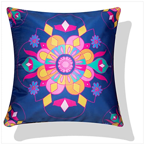Vendola Decorative Satin 250TC Sofa Cushion Pillow Covers, Multicolor, Set of 5 Ethnic Cushion Covers(Amber,16x16 Inches with Fillers) - Image 3