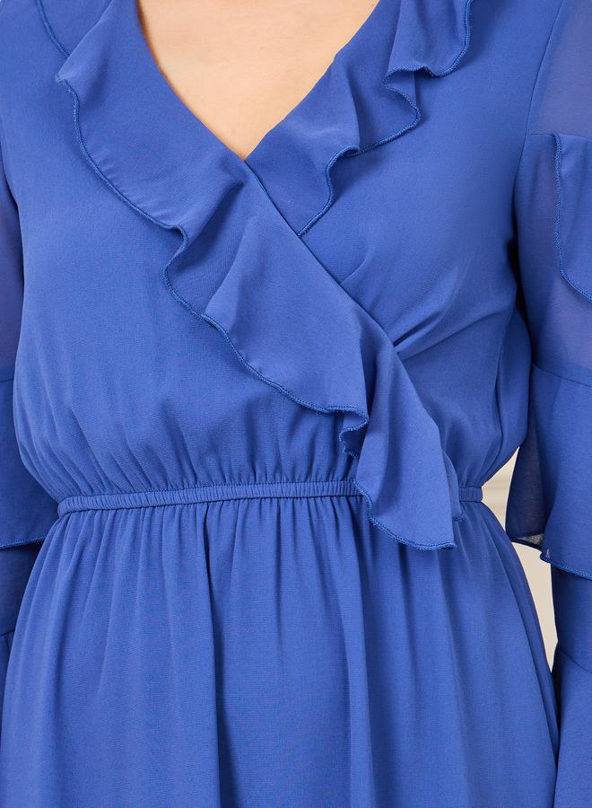 Styli Ruffle Detail A-Line Midi Dress