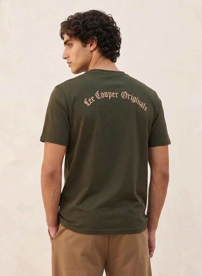 Lee Cooper GREEN Lee Cooper Crew Neck Short Sleeves Logo Print T-shirt for Men | Best Price UAE