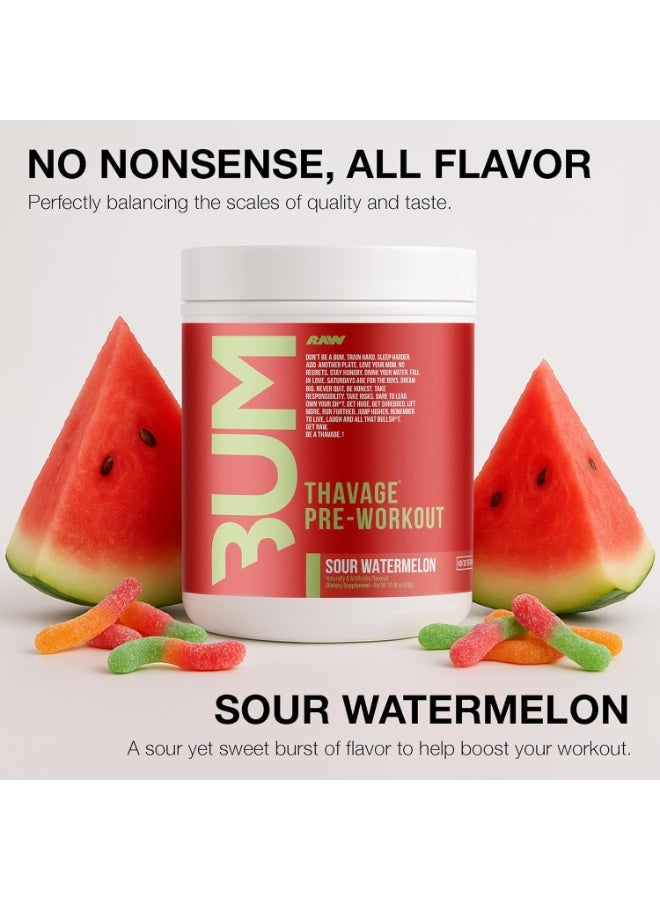 RAW CBUM Thavage Pre-Workout Powder – Sour Watermelon Flavor, 17.99 oz (40 Servings) | Explosive Energy & Focus Formula - Image 3