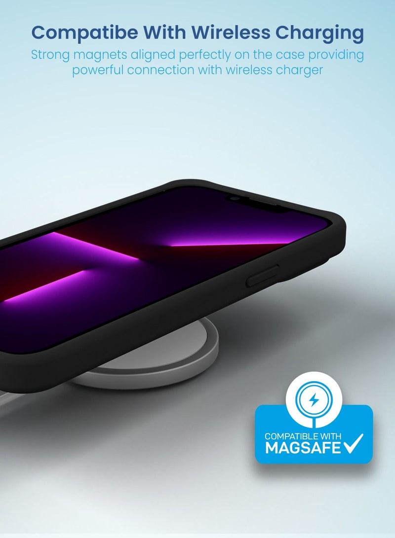 Remson جراب Remson Mag-X المغناطيسي الهجين الواقي المصنوع من السيليكون مع حماية عسكرية يعمل مع MagSafe مصمم لهاتف iPhone 13 Pro Max مقاس 6.7 بوصة (أسود) - Image 4