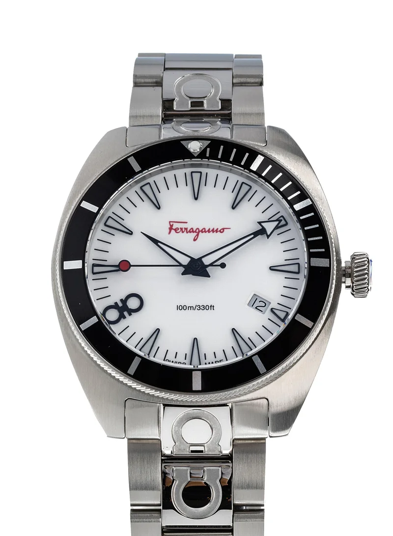 فيراغامو ساعة إكسبيرينس كوارتز بقرص أبيض