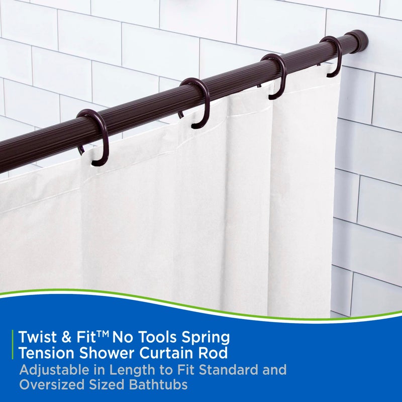 Kenney KN609S/15 Twist & Fit No Tools Spring Tension Standard Shower Curtain Rod with Non-Slip, Non-Scratch Ends, 36-63" Adjustable Length, Easy Install, Brown, 1" Diameter Rust Resistant Steel Tube - Image 3