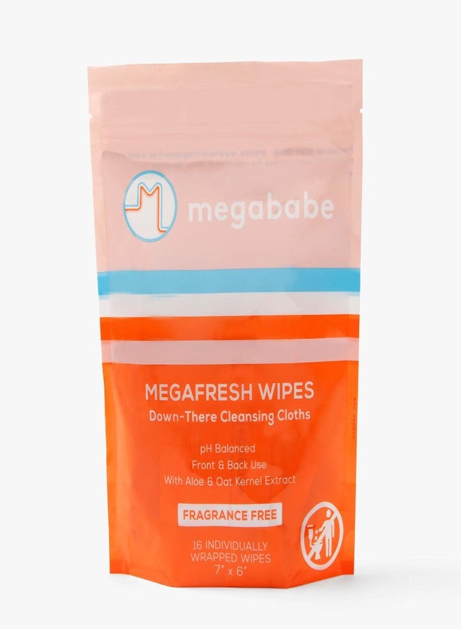 Megababe Megafresh Wipes | Unscented Cleansing Wipes for the Intimate Area | pH Balanced, Front & Back Use | 16 Individually Wrapped Wipes (Pack of 1) - Image 1