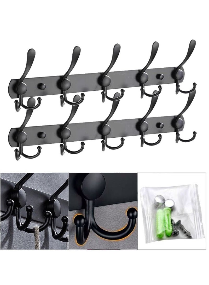 HomarKet 2 Pack Stainless Steel Wall Mount Hook Hanger for Coat Robe Hat Clothes Towel Rack Black  - Image 1