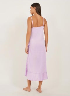 Styli Ruffled Hem Strappy V-Neck Slip Dress  - Image 4