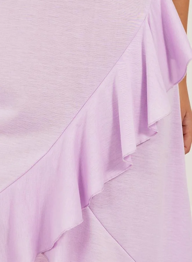 Styli Ruffled Hem Strappy V-Neck Slip Dress