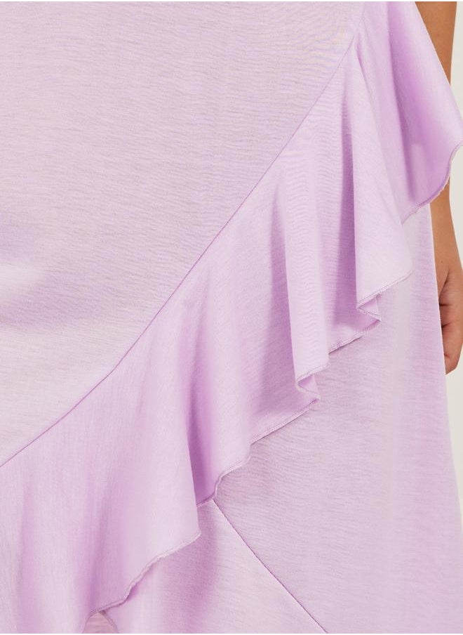 Styli Ruffled Hem Strappy V-Neck Slip Dress  - Image 3