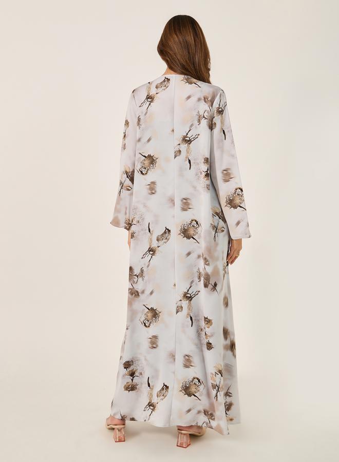 Styli Floral Print Abaya with Printed Scarf - Image 5