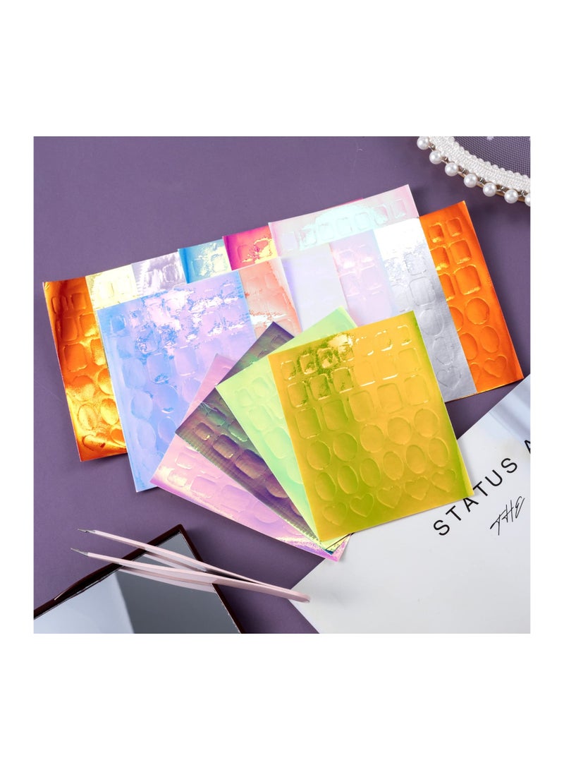 SYOSI Nail Foil Cellophane, 16 Sheets Self-Adhesive Stickers, Broken Glass Paper Films, Holographic Laser Iridescent Nail Decals Diy Nail Art Decoration for Women Girls for Face, Body, Mobile Phone, Glasses  - Image 3