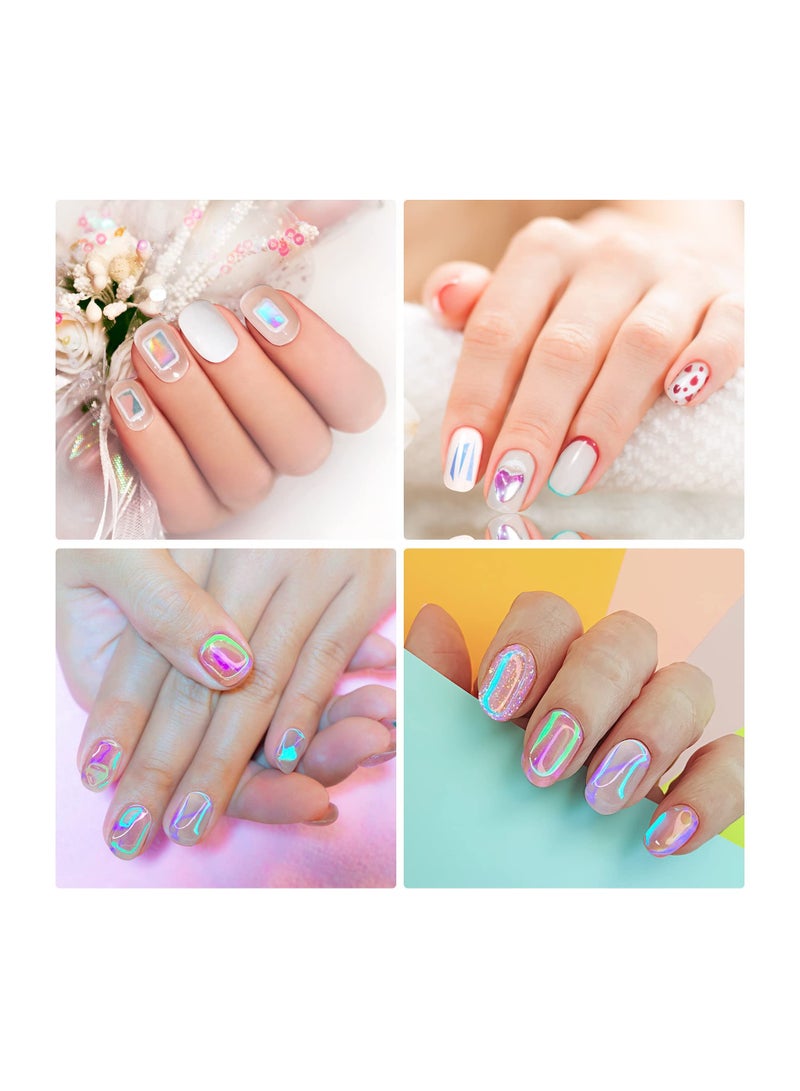 SYOSI Nail Foil Cellophane, 16 Sheets Self-Adhesive Stickers, Broken Glass Paper Films, Holographic Laser Iridescent Nail Decals Diy Nail Art Decoration for Women Girls for Face, Body, Mobile Phone, Glasses  - Image 5