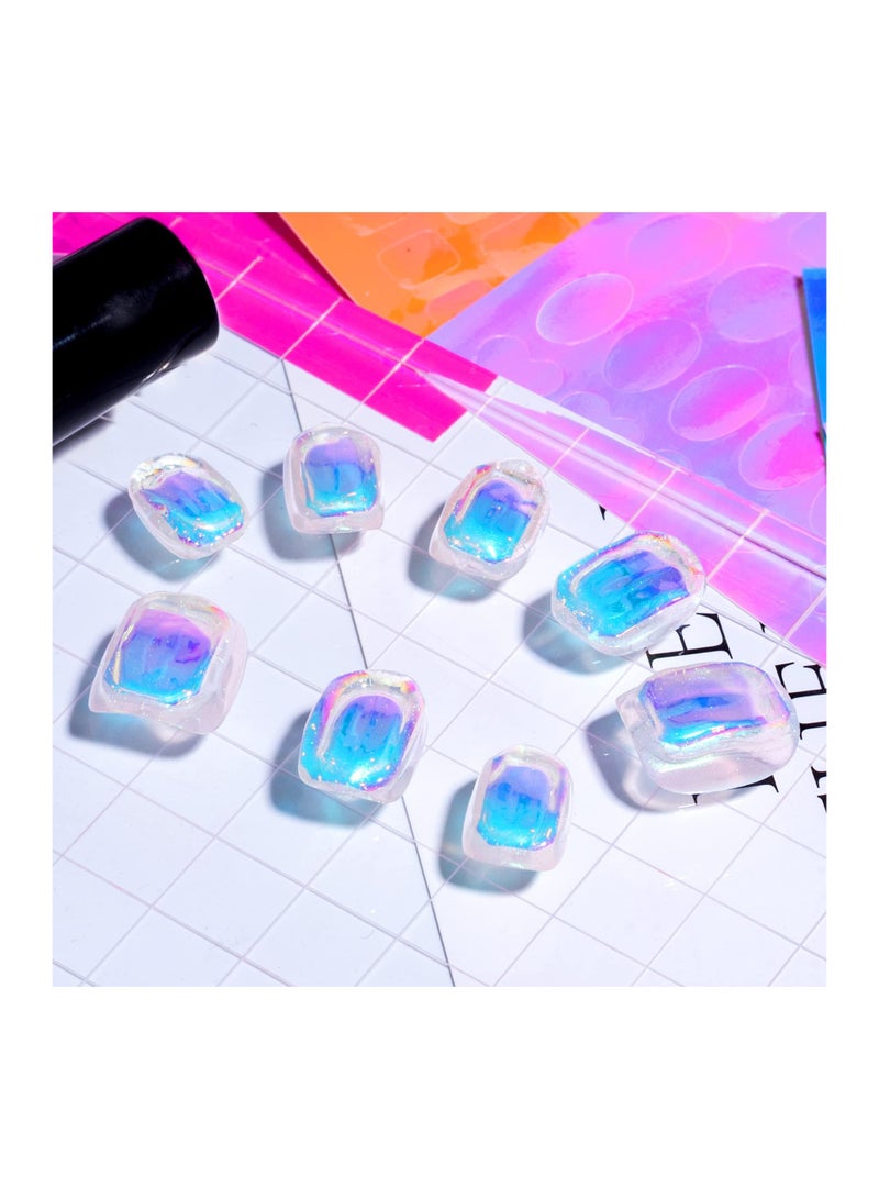 SYOSI Nail Foil Cellophane, 16 Sheets Self-Adhesive Stickers, Broken Glass Paper Films, Holographic Laser Iridescent Nail Decals Diy Nail Art Decoration for Women Girls for Face, Body, Mobile Phone, Glasses  - Image 4