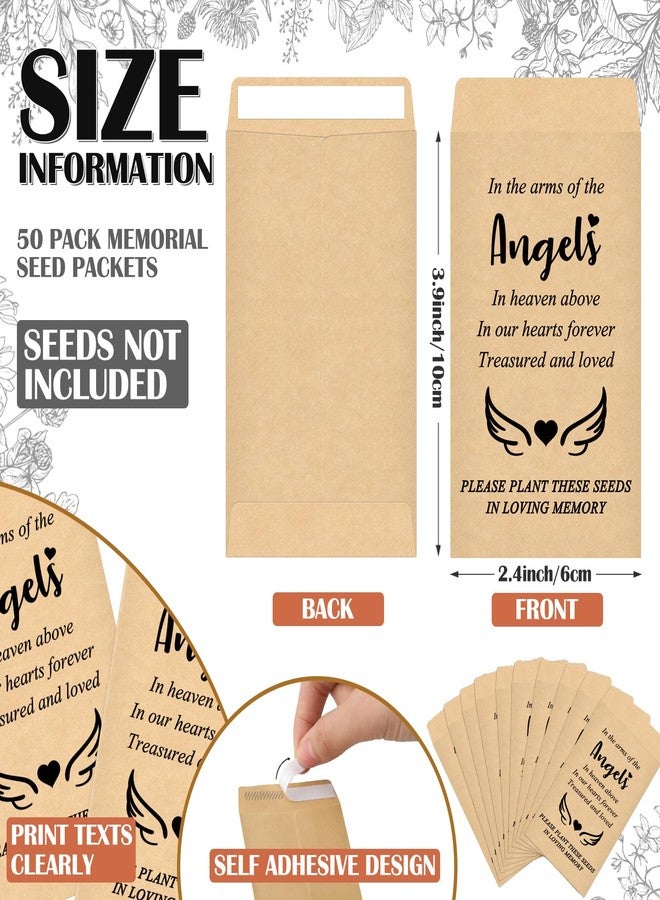 Chivertion 50 Sets Funeral Favors for Guests 50 Angel Keychain Pearl Keychains 50 Memorial Seed Packets Small Envelopes and Organza Bags Celebration of Life Favors Loss of Loved One, No Seed - Image 2