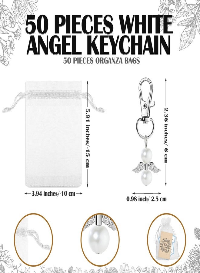 Chivertion 50 Sets Funeral Favors for Guests 50 Angel Keychain Pearl Keychains 50 Memorial Seed Packets Small Envelopes and Organza Bags Celebration of Life Favors Loss of Loved One, No Seed - Image 3