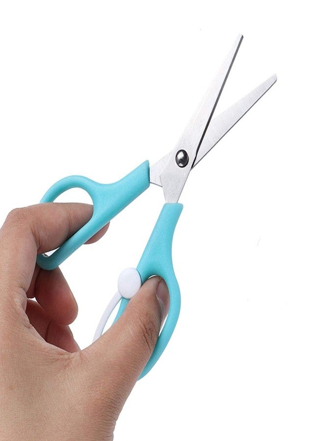 Yinhing Blue And Red Baby Food Scissors,Baby Food Scissors,Portable Stainless Steel Scissor Children Safety Food Cutter with Cover for Baby Infant Complementary Food(Blue) - Image 2