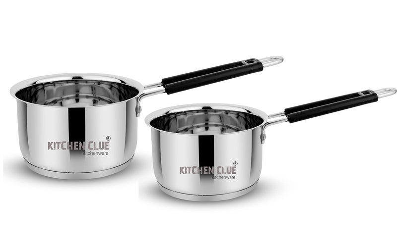 KITCHEN CLUE Stainless Steel Saucepan with Handle (1600_2000 ML) TRI-PLY Induction Base I Ideal for Making Tea, Boiling Water/Milk I Soft Silicon Handle & Encapsulated Heavy Bottom I Pot Pan Set - Image 1