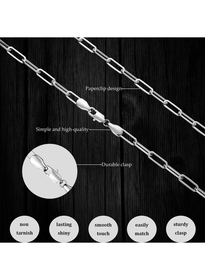MBW Silver Paperclip Chain Necklace for Women,Dainty Sterling Silver Choker Necklaces for Women Trendy Simple Long Chunky Minimalist Waterproof Link Necklace Jewelry Gifts for Women 16/18/20 in, 16 - Image 5