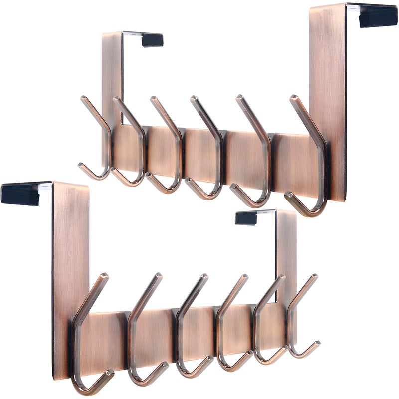 WEBI Over The Door Hooks for HangingDoor HangerOver The Door Towel RackOver Door Coat Rack for Hanging ClothesTowelsAntique Copper2 Packs