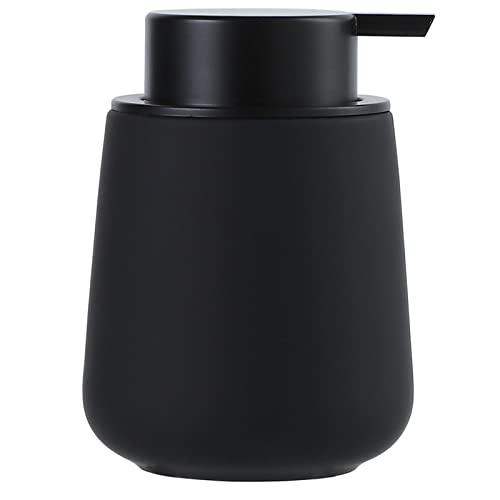 BosilunLife Black Soap Dispenser - Ceramic Dish Soap Dispenser for Bathroom 12ounce Refillable Liquid Hand Dispenser for Essential Oil, Lotion Dispenser with Pump (Rubber Paint) - Image 1