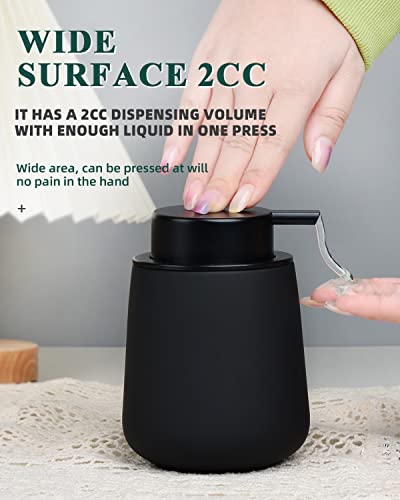 BosilunLife Black Soap Dispenser - Ceramic Dish Soap Dispenser for Bathroom 12ounce Refillable Liquid Hand Dispenser for Essential Oil, Lotion Dispenser with Pump (Rubber Paint) - Image 4