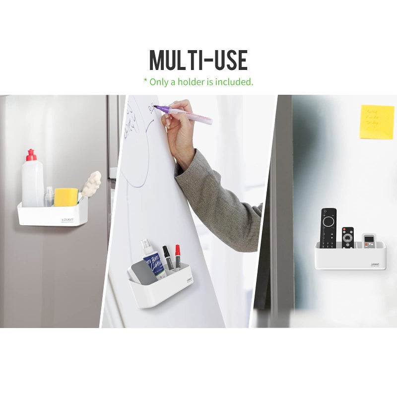 loukin Magnetic and Adhesive Marker Holder, Dry Erase Accessory Tray, Magnetic Storage Organizer for Whiteboard, Glass or Refrigerators (White) - Image 5
