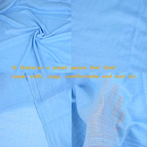 Iristide Womens Long Scarf in Solid Color, Light Weight Large Shawls Wrap for Beach Outdoor Camping Traveling Sunscreen Neckwear 75×43 inch (Sky blue) - Image 4
