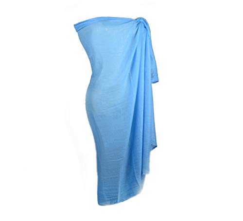 Iristide Womens Long Scarf in Solid Color, Light Weight Large Shawls Wrap for Beach Outdoor Camping Traveling Sunscreen Neckwear 75×43 inch (Sky blue) - Image 5