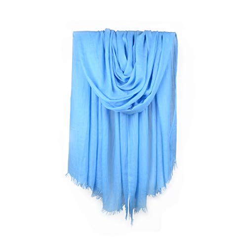 Iristide Womens Long Scarf in Solid Color, Light Weight Large Shawls Wrap for Beach Outdoor Camping Traveling Sunscreen Neckwear 75×43 inch (Sky blue) - Image 1