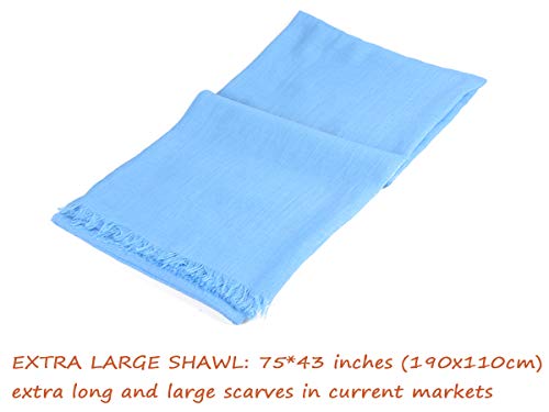 Iristide Womens Long Scarf in Solid Color, Light Weight Large Shawls Wrap for Beach Outdoor Camping Traveling Sunscreen Neckwear 75×43 inch (Sky blue) - Image 3