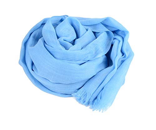Iristide Womens Long Scarf in Solid Color, Light Weight Large Shawls Wrap for Beach Outdoor Camping Traveling Sunscreen Neckwear 75×43 inch (Sky blue) - Image 2