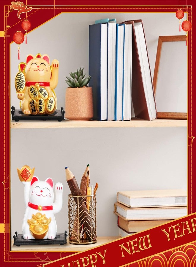 Wovnet 4 Pcs 2" Lucky Cat Waving Arm Maneki Neko Solar Lucky Cat Feng Shui Fortune Wealth Chinese Welcoming Window Car Dashboard Car Decor(Trendy) - Image 5