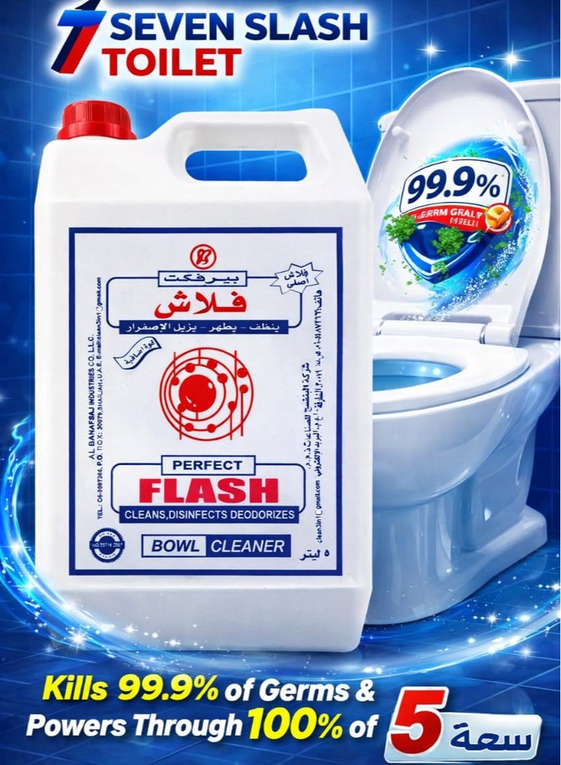 برفكت منظف مرحاض دبليو سي بيرفكت فلاش برائحة أصلية، يقضي على 99.9% من الجراثيم ويزيل 100% من البقع، سعة 5 لتر - Image 2