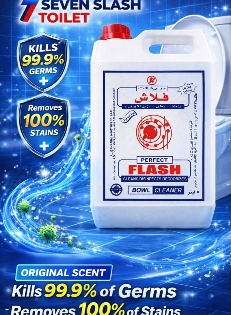 برفكت منظف مرحاض دبليو سي بيرفكت فلاش برائحة أصلية، يقضي على 99.9% من الجراثيم ويزيل 100% من البقع، سعة 5 لتر - Image 3
