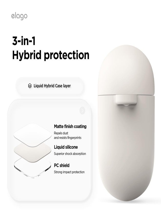 elago Liquid Hybrid Case Compatible with AirPods Pro 3 Case Cover - Triple Layer Protection, Carabiner Included, Wireless Charging, Shock Resistant (Stone) - Image 3
